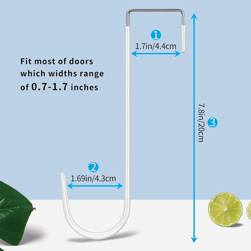 FYY Over The Door Hooks, 4 Pack Upgraded Long Door Hangers Hooks with Rubber Prevent Scratches Heavy Duty Organizer Hooks for Hanging Clothes, Towels, Hats, Coats, Bags White - Image 2
